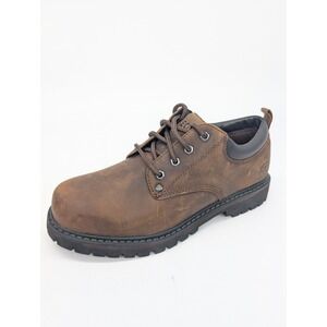 Skechers Mens size 9.5 Tom Cats Brown Leather Lace Up Work utility Shoes